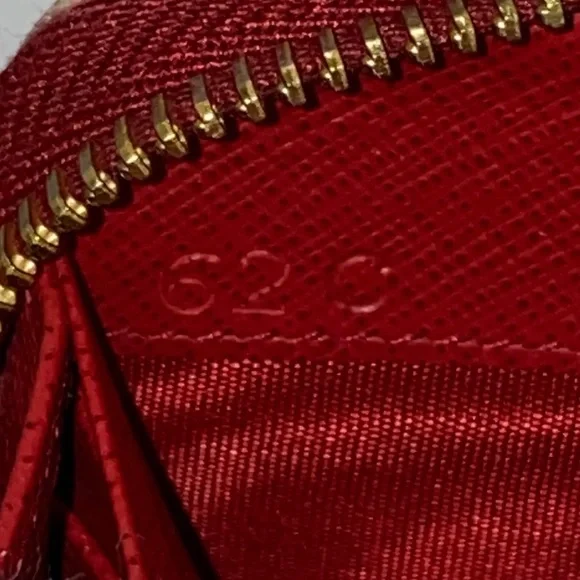 Auth PRADA Bundle Long Wallet Saffiano Shine Fuoco Red Leather, Box & Card - Picture 11 of 12